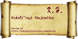 Kubányi Hajnalka névjegykártya